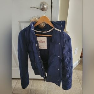 Hollister faux fur hooded coat (see description for sizing)